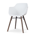 Nolon Nena-Puk Eetkamerstoel Wit - Armleuning - Walnoot Onderstel