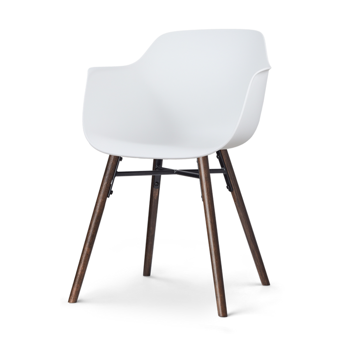 Nolon Nena-Puk Eetkamerstoel Wit - Armleuning - Walnoot Onderstel