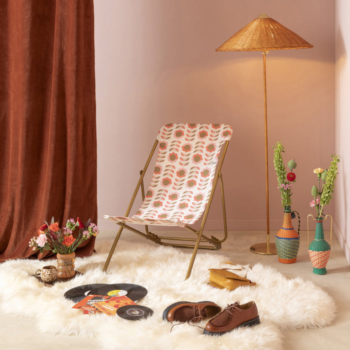 Lafuma Transat Multi-Positie Opvouwbare Ligstoel - Retro Oranje