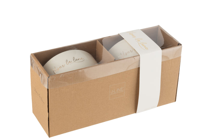 J-Line kom 'Viser La Lune' - porselein - wit|goud - large - 2 stuks