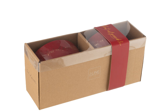 J-Line kom 'Tout Est Possible' - porselein - rood|goud - large - 2 stuks