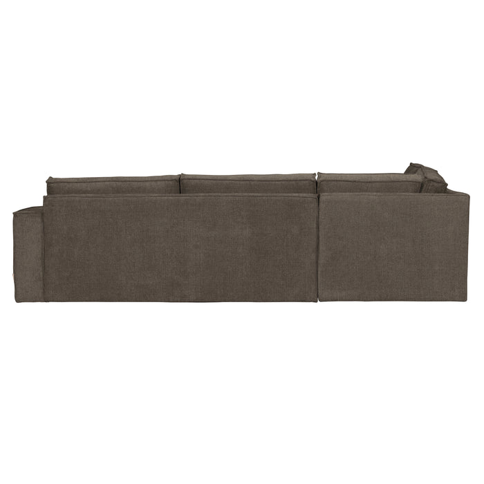 WOOOD Freddie Hoekbank Links - Melange Stof - Bruin - 90x283x197