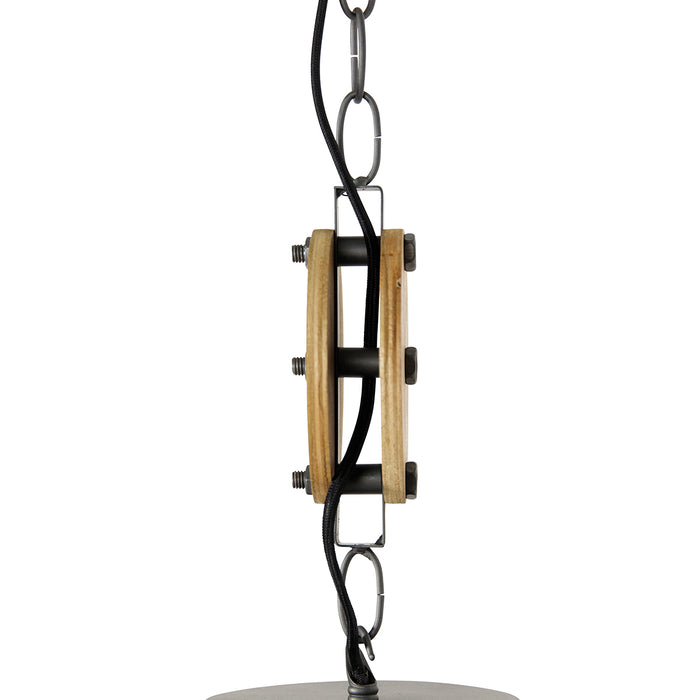 QAZQA Industriële hanglamp donkergrijs met hout 47 cm - Arthur