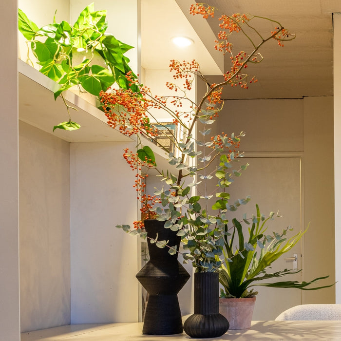 Light & Living Vaas Feyo - Zwart - Keramiek - 15x21x15cm (BxHxD)