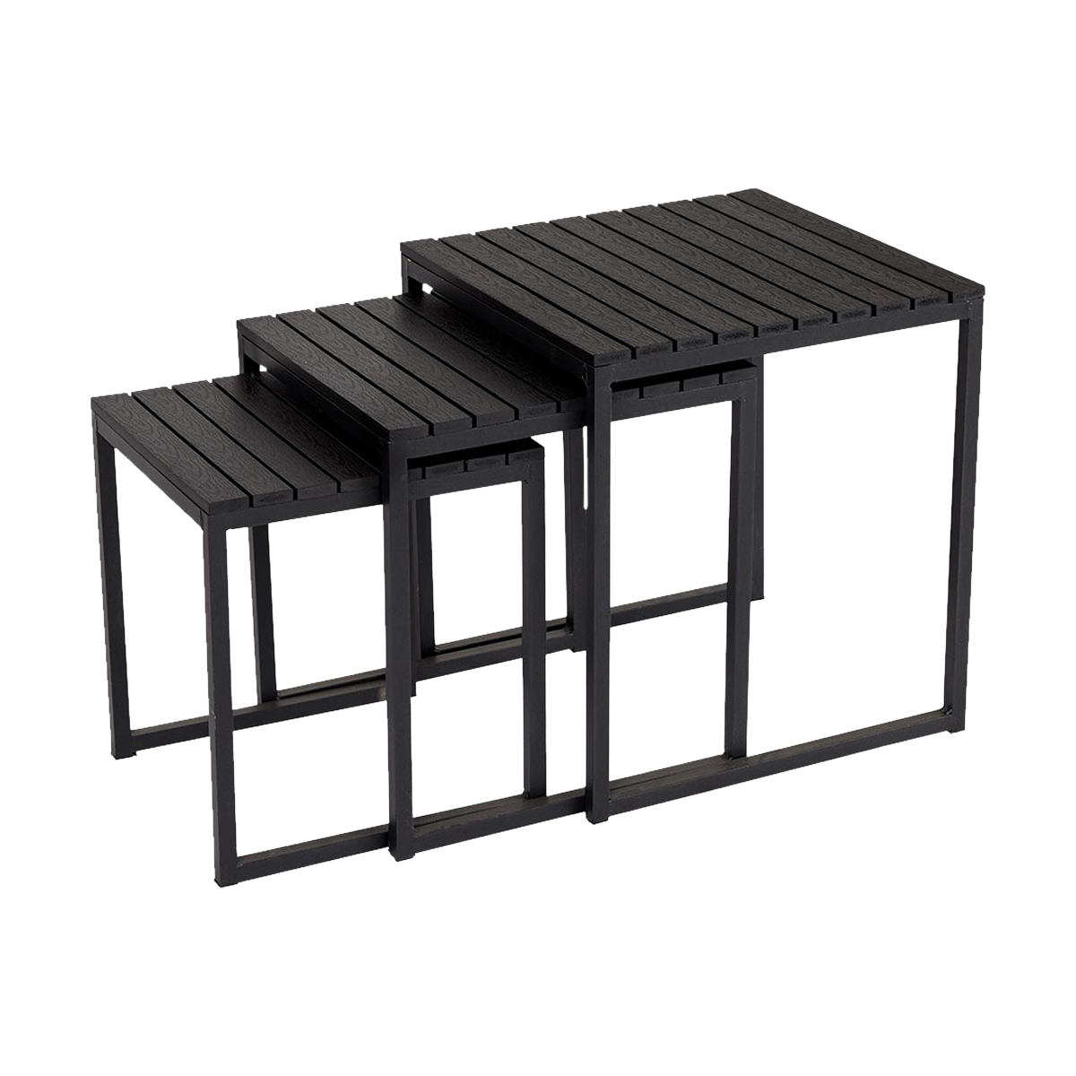 Lisomme Adam tuin bijzettafels zwart - set van 3
