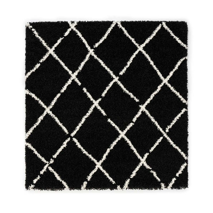 Boho&me Vierkant hoogpolig vloerkleed ruiten Artisan - zwart|wit -