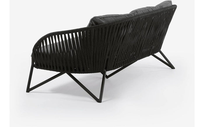 Kave Home - Branzie 3-zitsbank in zwart touw 180 cm