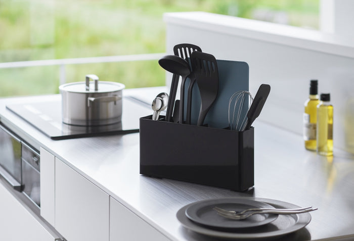 Yamazaki Keukengerei en Snijplank Houder - Tower - Zwart