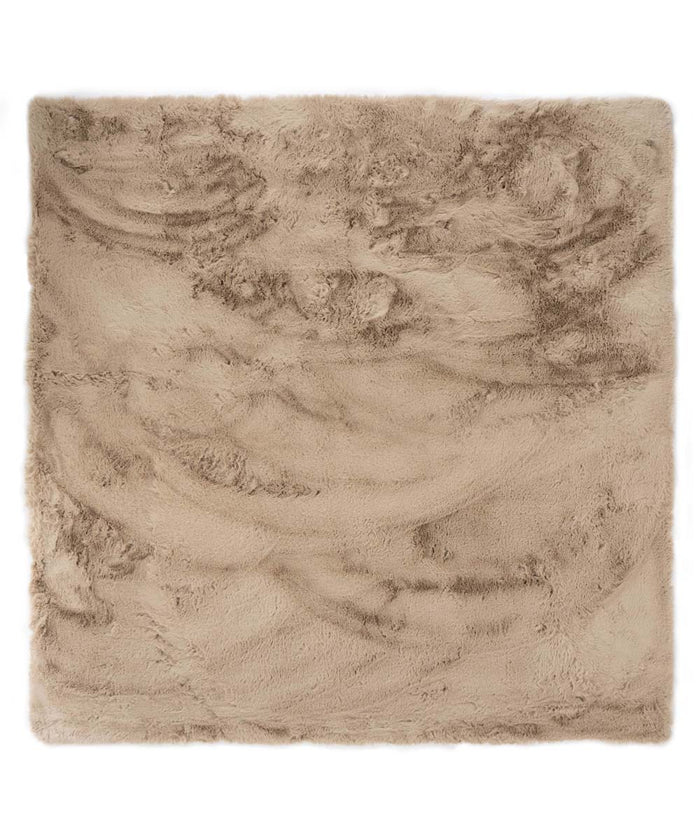 Tapeso Vierkant hoogpolig vloerkleed - Comfy plus - taupe - 100x100 cm