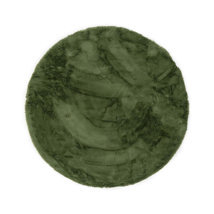 Tapeso Rond hoogpolig vloerkleed - Comfy plus - olijfgroen - 200 cm