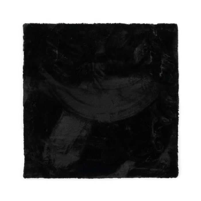 Tapeso Vierkant hoogpolig vloerkleed - Comfy plus - zwart - 200x200 cm