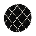 Boho&me Rond hoogpolig vloerkleed ruiten Habitat - zwart|wit - 240 cm