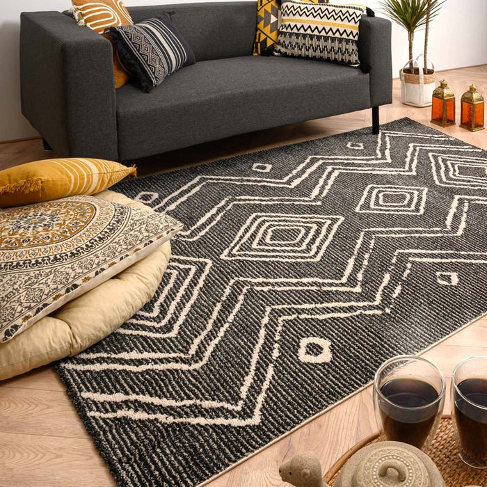 Boho&me Berber vloerkleed Beni Ouarain Bahij - antraciet|crème -