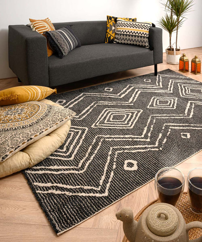 Boho&me Berber vloerkleed Beni Ouarain Bahij - antraciet|crème -