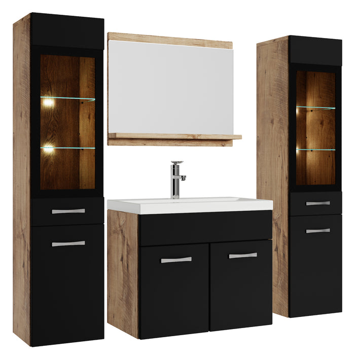 Badplaats Badkamermeubel Set Rio XL LED 60 x 35 cm - Kastanje | Zwart