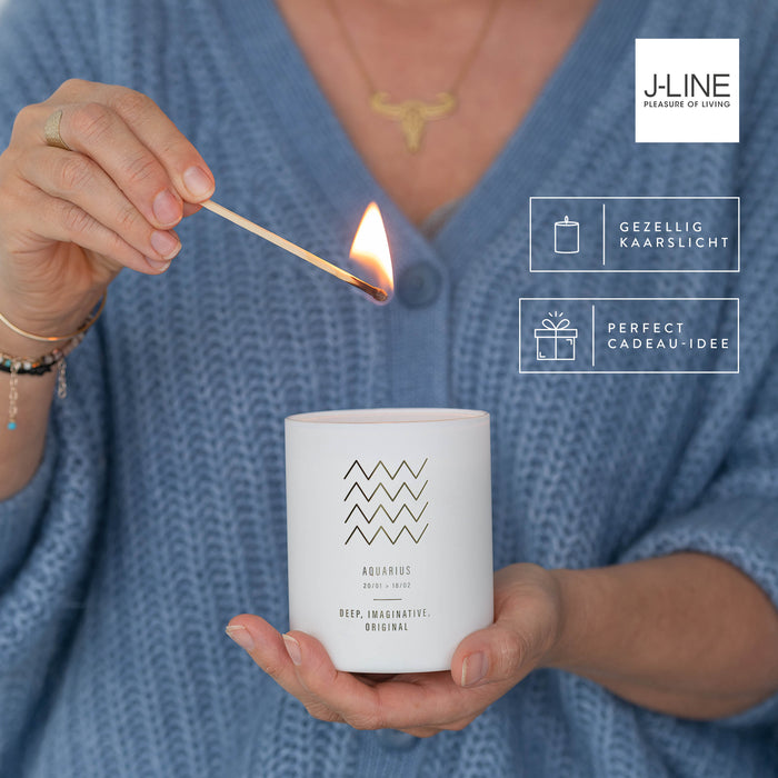 J-Line geurkaars Astro Schorpioen – Sapphire Amber Tea – wit - 50U