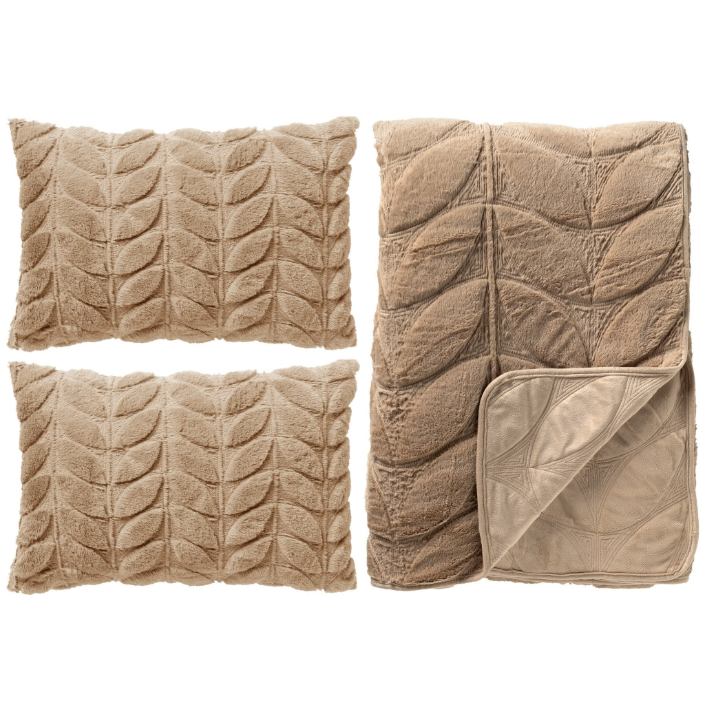 Bedsprei + Sierkussens Ayana | Aya Bruin|Taupe Polyester