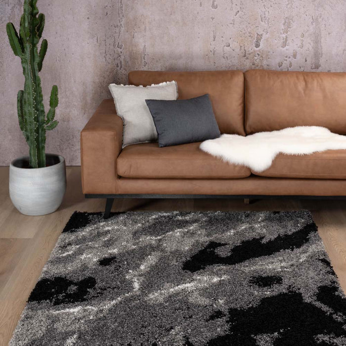 Boho&me Vierkant hoogpolig vloerkleed Marble Artisan - grijs - 240x240