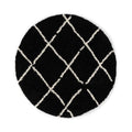 Boho&me Rond hoogpolig vloerkleed ruiten Artisan - zwart|wit - 160 cm