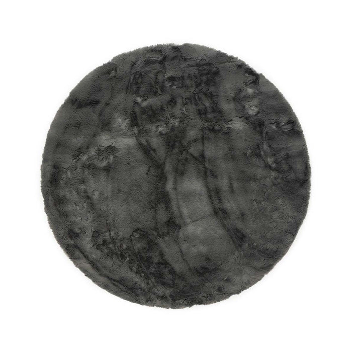 Tapeso Rond hoogpolig vloerkleed - Comfy plus - donkergrijs - 100 cm