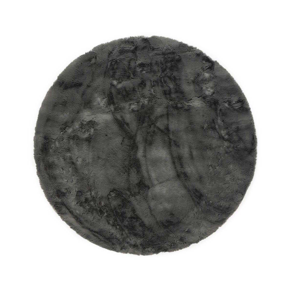 Tapeso Rond hoogpolig vloerkleed - Comfy plus - donkergrijs - 120 cm