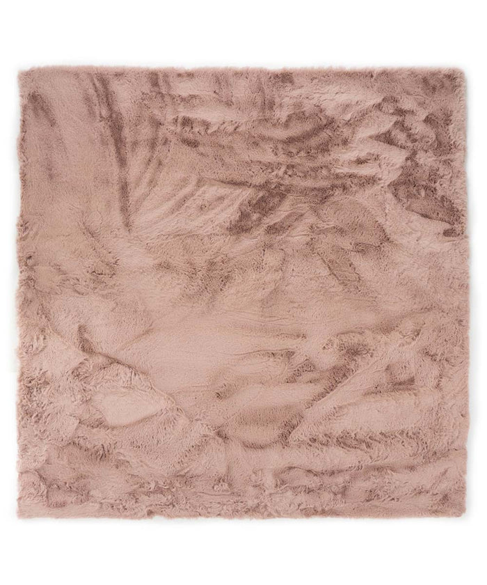 Tapeso Vierkant hoogpolig vloerkleed - Comfy plus - roze - 130x130 cm