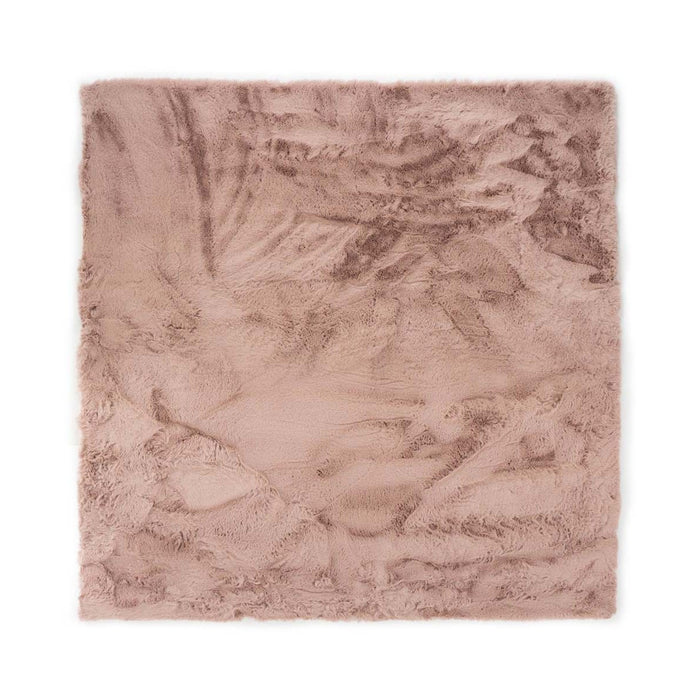 Tapeso Vierkant hoogpolig vloerkleed - Comfy plus - roze - 100x100 cm