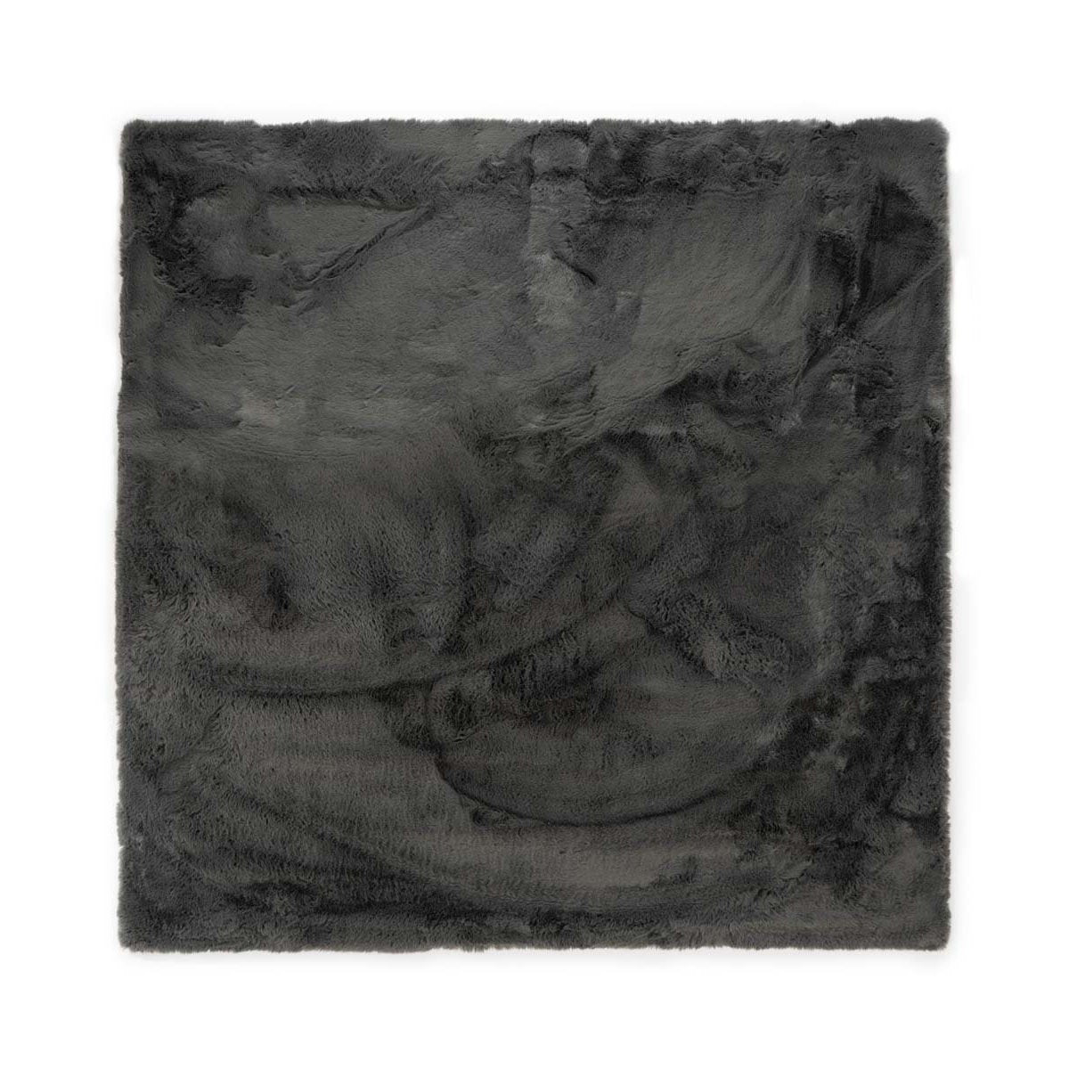 Tapeso Vierkant hoogpolig vloerkleed - Comfy plus - donkergrijs -