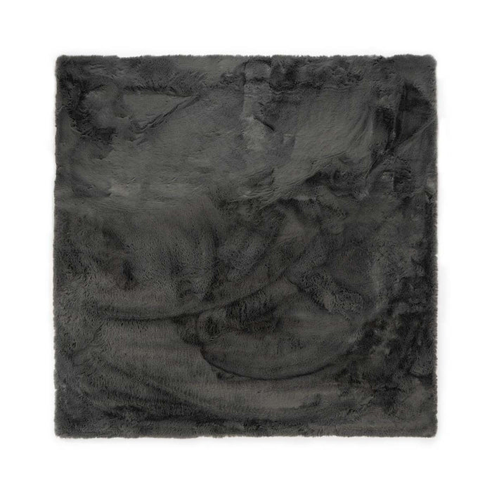Tapeso Vierkant hoogpolig vloerkleed - Comfy plus - donkergrijs -