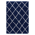 Boho&me Hoogpolig vloerkleed ruiten Habitat - marineblauw|wit -