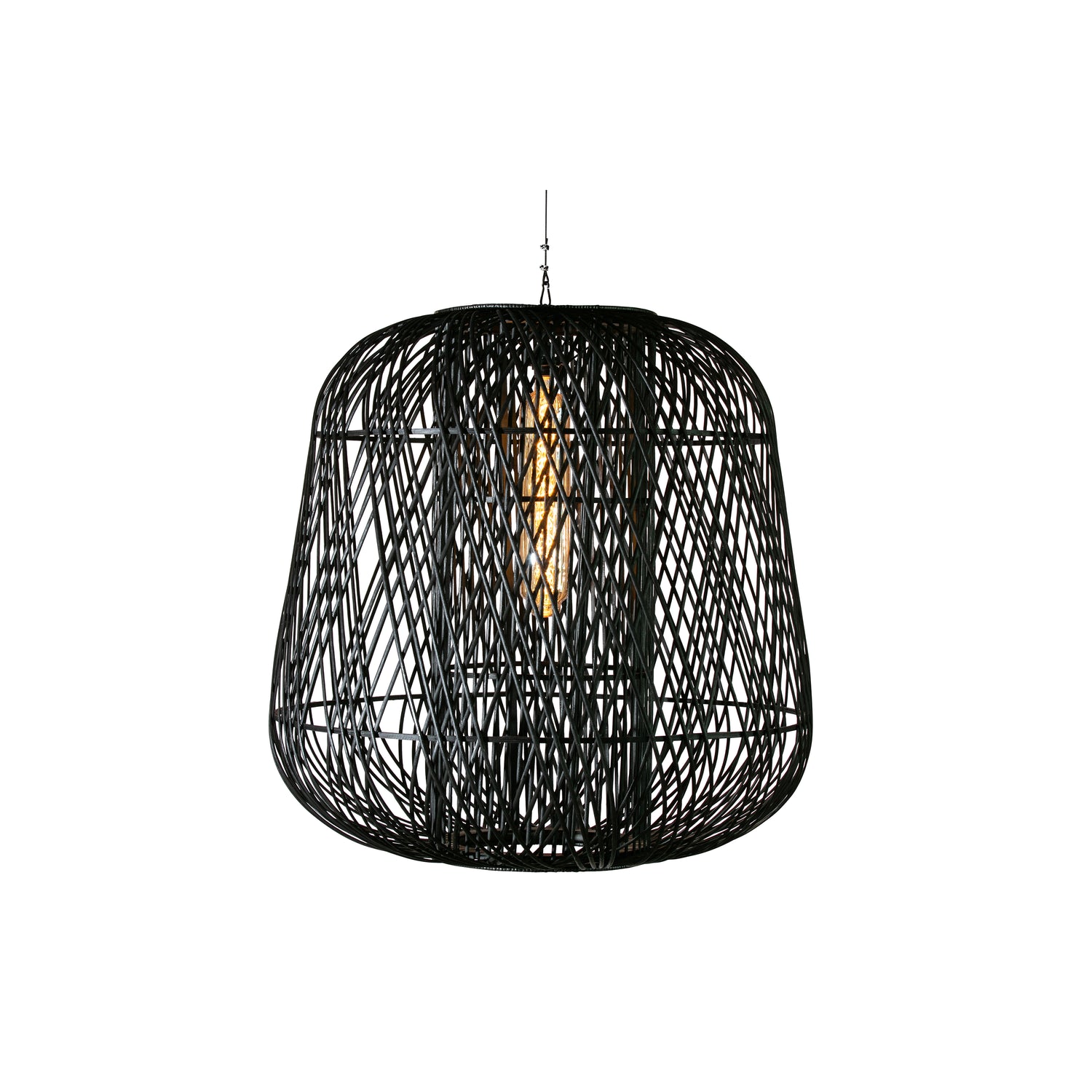 WOOOD Moza Hanglamp - Bamboe - Zwart - 100x100x100