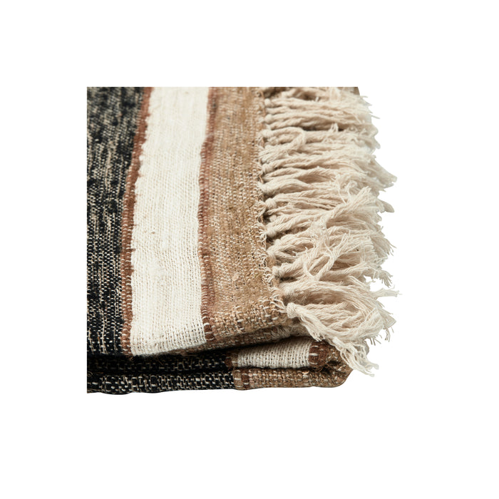 WOOOD Beek Plaid - Katoen - Zwart|Naturel - 130x170x1
