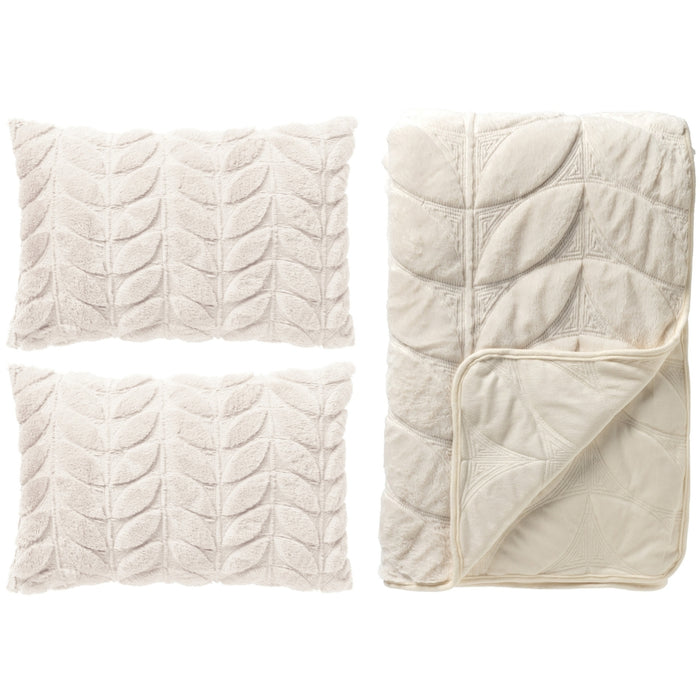 Bedsprei + Sierkussens Ayana | Aya - Creme|Wit - Polyester