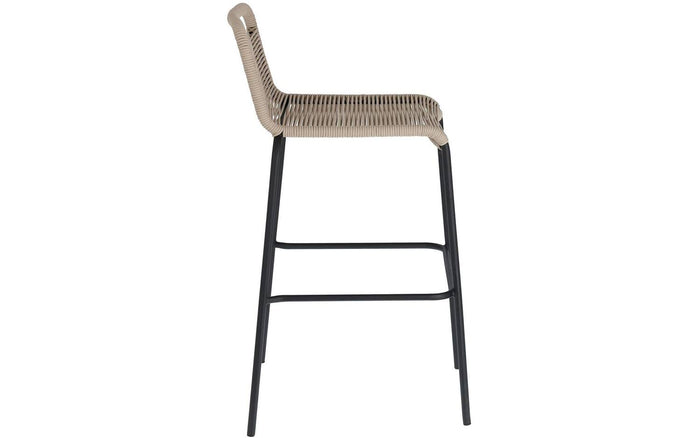 Kave Home - Lambton kruk in bruin touw en staal met zwarte afwerking