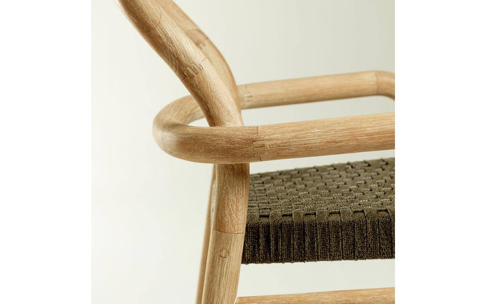 Kave Home - Sheryl kruk in massief eucalyptus hout en groen touw