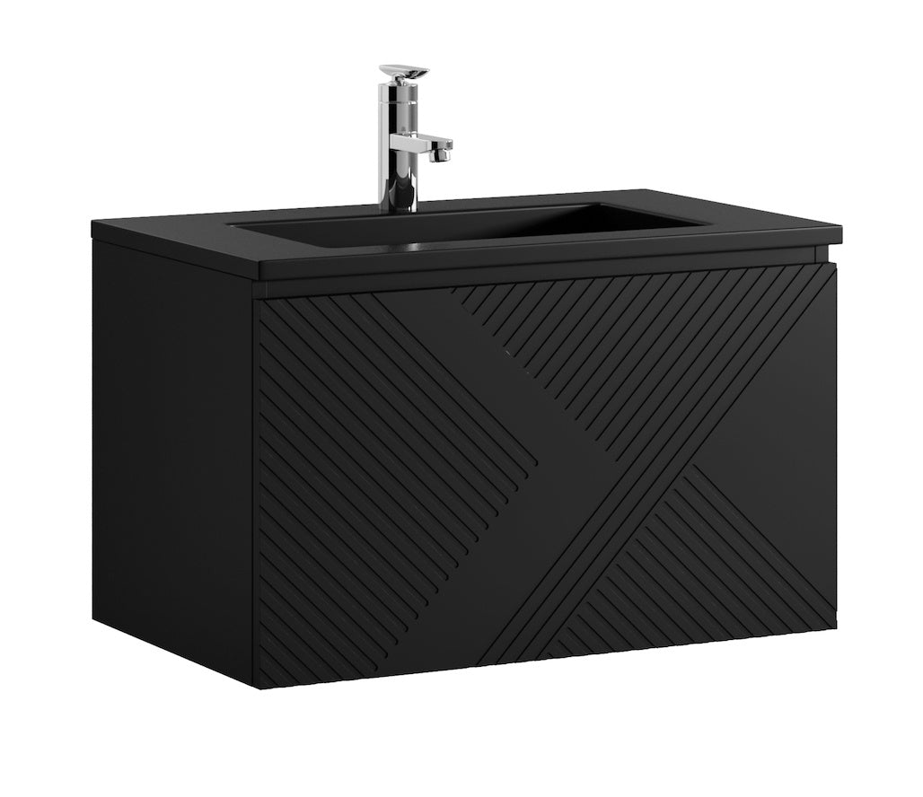 Badplaats Badkamermeubel Set Moreno 80cm - Mat Zwart - Badmeubel