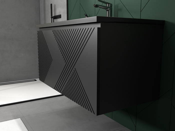 Badplaats Badkamermeubel Set Moreno 80cm - Mat Zwart - Badmeubel