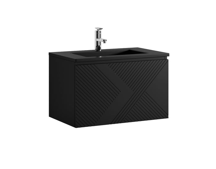 Badplaats Badkamermeubel Set Moreno 80cm - Mat Zwart - Badmeubel