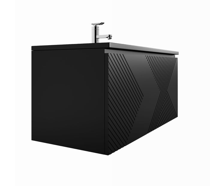 Badplaats Badkamermeubel Set Moreno 80cm - Mat Zwart - Badmeubel