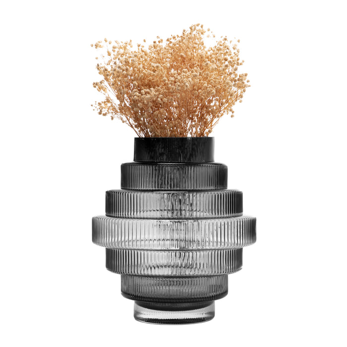 QUVIO Vaas - Glas - Grijs - Maat L