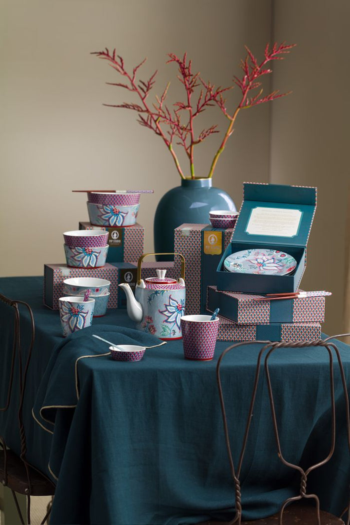 Pip Studio Borden - Flower Festival - Lichtblauw - Set van 4 - 17cm