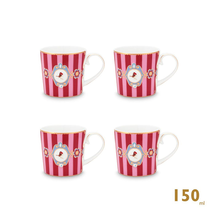 Pip Studio Mokken - Love Birds Medallion - Strepen - Rood Roze - 150ml