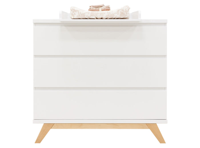 Bopita Lynn commode met 3 laden greeploos - Wit|Naturel