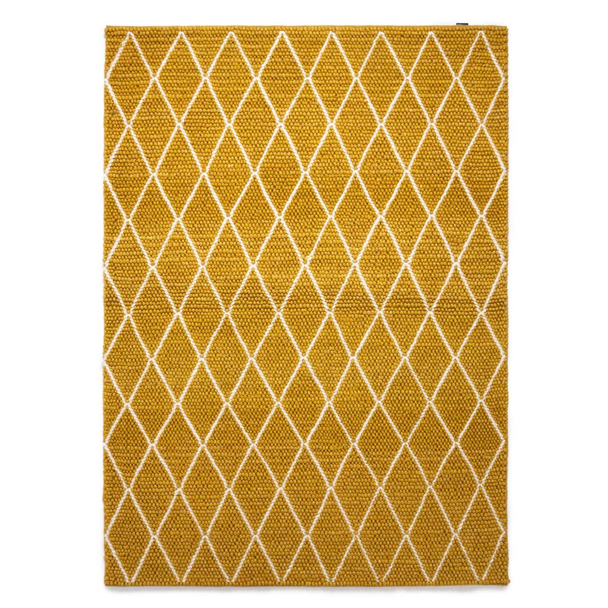 Nordic Weavers Wollen vloerkleed - ruiten Vinduer - okergeel|crème -