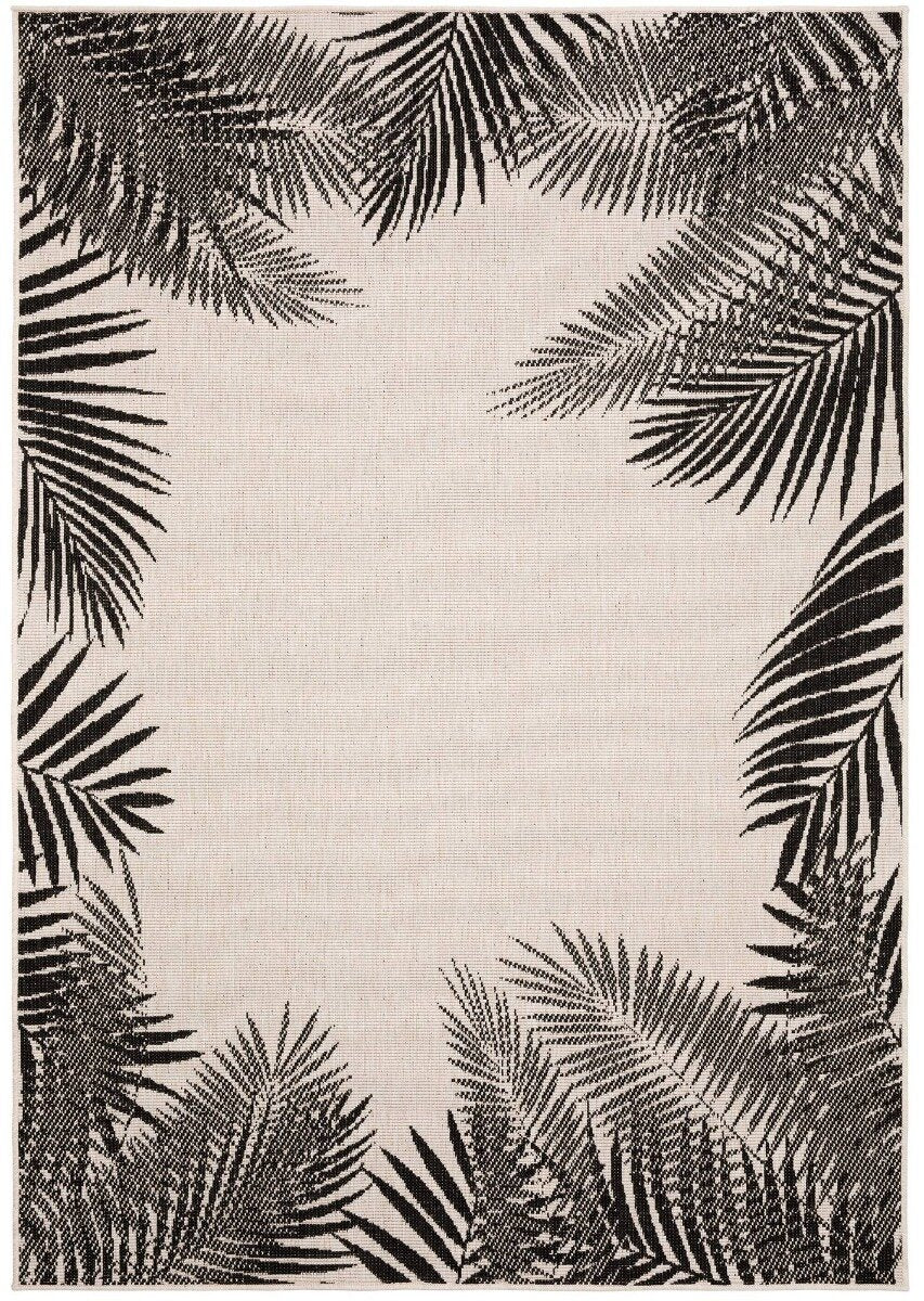 Eva Interior Buitenkleed Zwart Leaf 160 x 230 cm