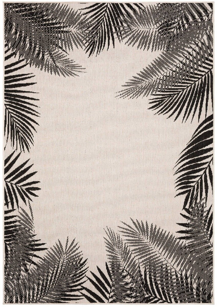 Eva Interior Buitenkleed Zwart Leaf 160 x 230 cm