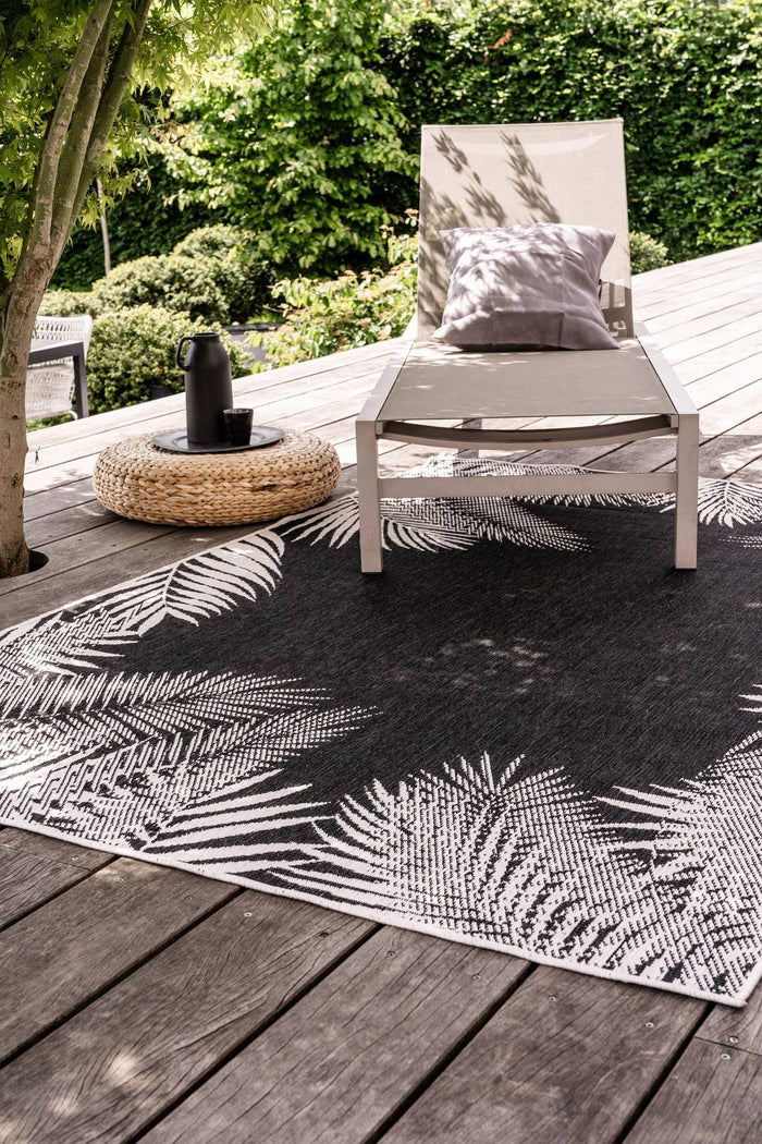 Eva Interior Buitenkleed Zwart Leaf 160 x 230 cm