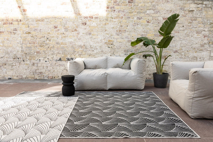 Interieur05 Buitenkleed Deco zwart|wit dubbelzijdig - 200x290 cm