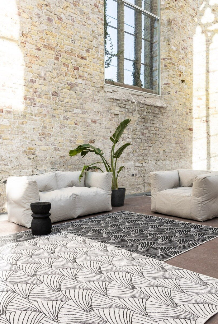 Interieur05 Buitenkleed Deco zwart|wit dubbelzijdig - 200x290 cm