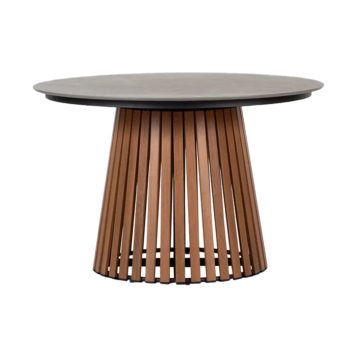 Lisomme Asger metalen tuintafel donkerbruin - Ø115 cm